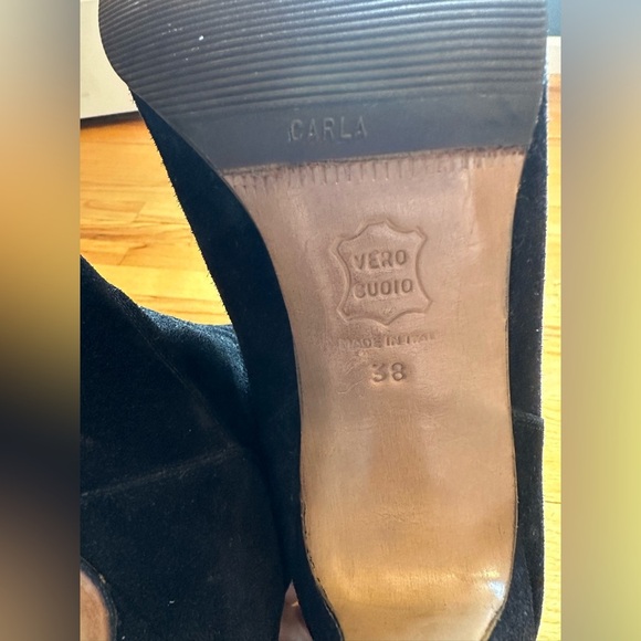 Vero Cuoio Suede Black Knee High Heeled Boots - Picture 6 of 7